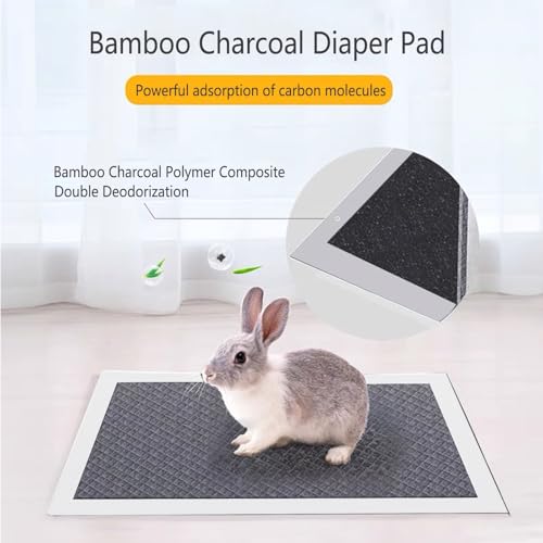Guinea Pig Pee Pads, Disposable Rabbit Cage Liners, Charcoal Odor Controlling Absorbent Waterproof Pee Pads for Hamster, Bunny, Ferret, Chinchilla and Other Small Animals (18" x 13", 100 PCS) - size: 17.7" x 12.9" - 100PCS
