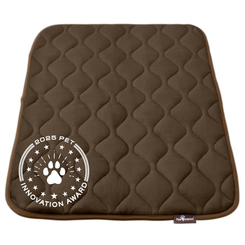 Paw Inspired Washable Padded Crate Mats for Dogs, Dark Brown, 35x22 Inch | Fits 36-inch Kennels, Leakproof, Waterproof Bottom, Plush Dog Pad, Pet Bed - color: Dark Brown, size: 36 Inch
