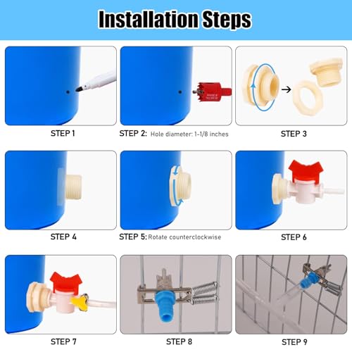 Automatic Rabbit Watering System, Gravity Fed Rabbit Waterer Kit | Rabbit Water Dispenser Includes 6 Sets of Rabbit Water Nipples Drinkers and 16 Feet of ID 5/16" Hose - size: 6 pcs