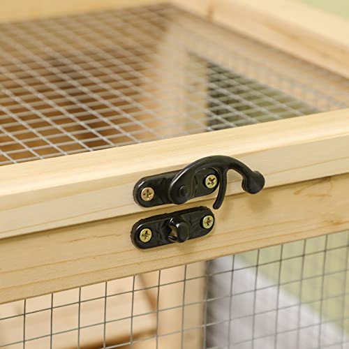 PawHut Extra Large Wooden Hamster Cage with Sliding Tray, Large Rat Mouse House, Small Animal Habitats with Openable Roofs, Wide Ramp for Racing, Running Wheel, Natural | Small Animal Habitats, Openable Roofs, Wide Ramp for Racing, Running Wheel