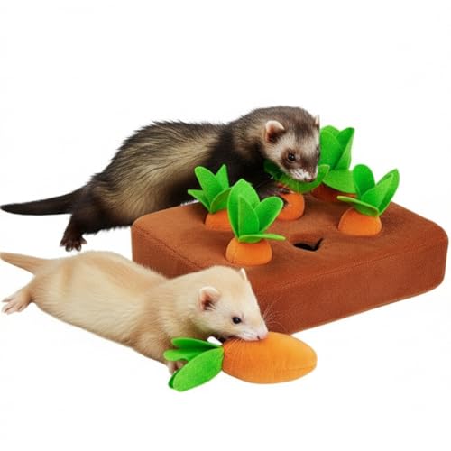 Ferret Foraging Toys Novelty Carrot Snuffle Mat Interactive Pet Treat Enrichment Toys for Small Animals Bunny Rabbit Chinchilla Guinea Pig Hamster (6Carrot) - color: 6Carrot