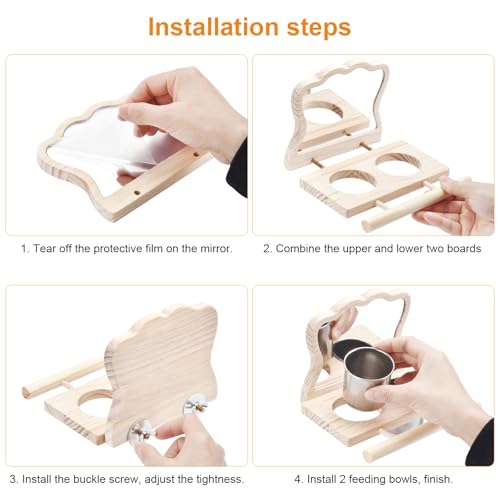 Natural Wood Bird Perch, Parrot Cage Accessories, Suitable for Parakeets, Cockatiels, Lovebirds, Tool-Free Adjustable Bird Cage Supplies & Bird Toys - size: 2