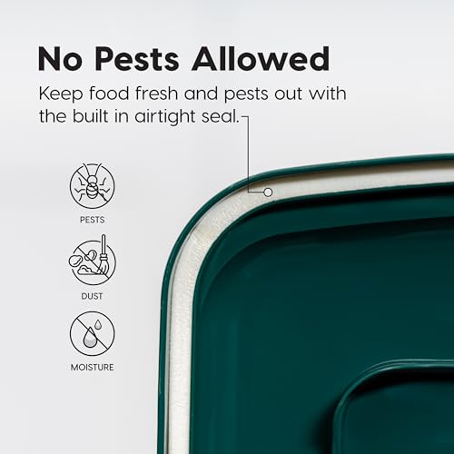 IRIS USA Airtight Pet Food Container, Up to 22 lbs, Green | Made in USA, BPA-Free, Rolling Wheels - size: 22 lbs