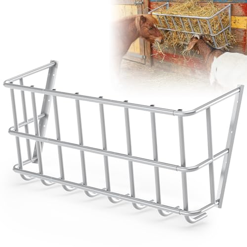 Hay Feeder for Goats,25 Gallons Livestock Feeder | Heavy-Duty Steel Goat Hay Rack,Wall Blanket Holder,Multiple Sided Hay Feeder Holder for Horse,Sheep,Goats,Indoor Outdoor Uses - size: 39INCH