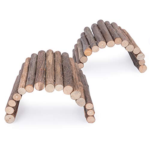 Niteangel Wooden Ladder Bridge, Hamster Mouse Rat Rodents Toy, Small Animal Chew Toy - size: 8.4'' x 3.9'' (2 Packs)