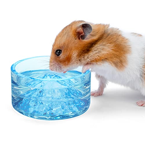 Niteangel Hamster Feeding & Water Bowl- 50ml Capacity & No Wet Fur for Pet | Chew Proof - Mount Fuji Series Glass Drinking Bowls for Dwarf Syrian Hamsters Gerbils Mice Rats or Other Similar-Sized Pets