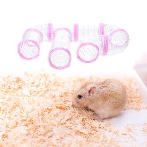 Kisangel 16Pcs Hamster Tunnel Tubes DIY Transparent Connector Pipes for Hamster Cage External Tracks Small Animal Toys 5.89X2.36X2.36In