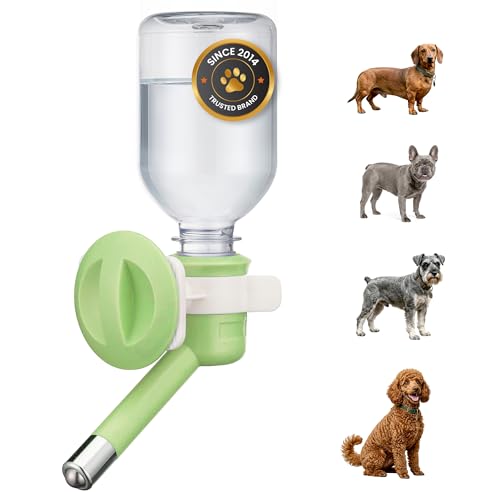 Choco Nose No-Drip Water Bottle for Small Dogs & Cats (10–25 lb) - Leak-Proof Patented 16mm Nozzle Helps Prevent Mess & Spills, BPA Free, Easy to Install Cage & Crate Mount Feeder, 10.2 fl oz (C590) - color: C590 Apple Green