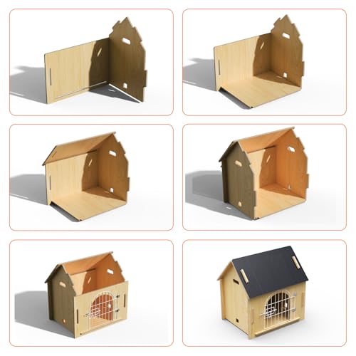 Indoor Dog House, Cozy Wooden Design with Ventilation and Raised Base, Small Bed House with Door Lock Suitable for Small Dogs or Cats, Gray, 20"x 15.75"x 20.5"
