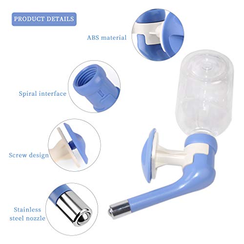 Andiker Dog Water Bottle for Crate, No-drip 350ml Dog Water Dispenser Adjustable and Detachable Installed on the Kennel Cage Water Bottle for Dogs and Puppy Drinking Water - color: Blue