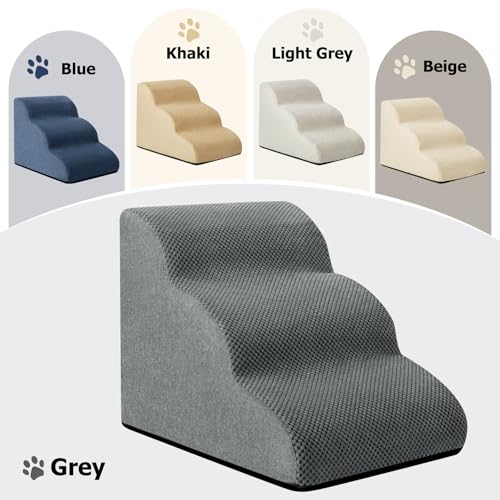 Aodisman Dog Ramp and Stairs for Small Dogs & Cats,3-Step Pet Stairs for Couch Sofa and Chair,Indoor Anti-Slip Dog Stairs for Old Cats and Puppy