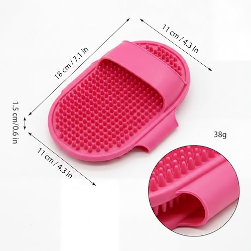 1 Pcs Green Pet Bath Brush, Soft Silicone Massage Grooming Comb, Adjustable Ring Handle Dog Cat Shampoo Scrubber, Washing Shedding Brush for Short Long Haired Pets