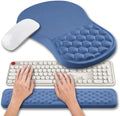 Hokafenle 2 in 1 Ergonomic Mouse Pad Wrist Support & Wrist Rest for Computer Keyboard Set, with Relieve Carpal Tunnel Pain Massage Bulge and Full Memory Gel Design (2In1 Set, Midnight Blue) - color: Hk019-midnight Blue