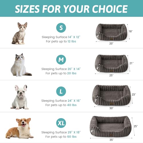 COZY KISS Orthopedic Pet Bed for Small Cats - Washable Rectangle Pet Bed with Anti-Slip Bottom, Soft Calming Cat & Puppy Bed for Indoor Pets (20"x18"x6", Grey) - color: Grey, size: 20"L x 18"W x 6"Th