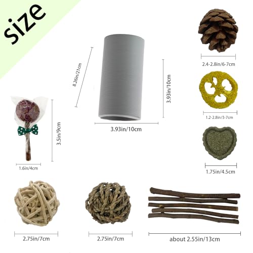 Hamster Fun Tunnels,Guinea Pigs Tunnel with,2Pcs Small Animal Folding Tube Guinea Pigs Training Hideout Tunnel 15 Pcs Pet Chew Toys for Chinchillas Rats Gerbils （Grey ） - color: 【Grey】