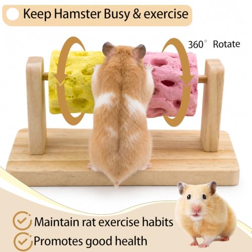 Guinea Pig Chew Toys for Teeth, Natural Grinding Stone Toy | Adds Calcium to Diet, Rotating Wood Rat Chewing Treat Toys for Syrian & Dwarf Hamsters, Rats, Guinea Pig, Chinchillas