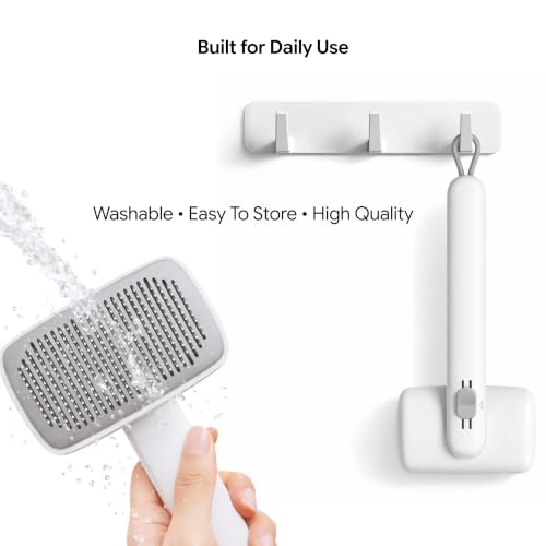 Wolfster Self Cleaning Slicker Brush for Dog, Skin Friendly deShedding Brush For Long & Short Haired Pets - White - color: Snow White