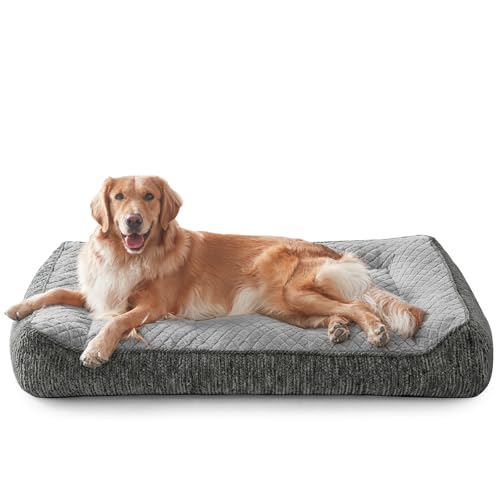 JOEJOY XL Orthopedic Dog Bed for Large Dogs Up to 80lbs - Extra Thick Foam Pet Bed Sofa with Bolster Sides, Large Sized Dog Bed with Removable Washable Cover, Non-Slip Bottom, Light Grey (42"x30") - color: Light Grey, size: XL(42"L x 30"W x 8.5"Th)