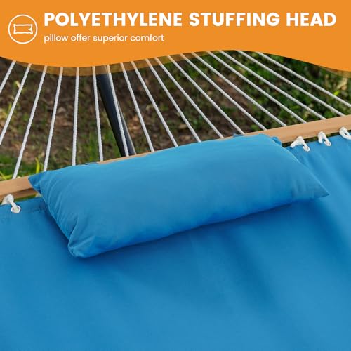 Lazy Daze 12 FT Sunbrella Fabric Hammock, Non-Fading Double Outdoor Hammock | 2 Person Hammock with Pillow, Straps, Carabiners , All Weather Fade Resistant for Outside, Canvas Pacific Blue - color: Canvas Pacific Blue