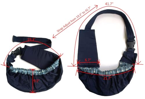 Pet Sling Carrier, OrgMemory Adjustable Bag, Small Dog Cat Outdoor Shoulder Carrier Most Suitable: 3-8 lbs (Blue Plaid) - color: Blue Plaid