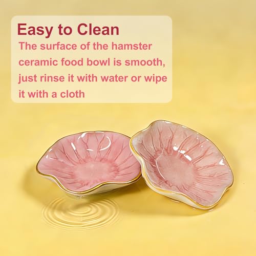 Kathson Ceramic Hamster Food Bowl, Guinea Pig Food Bowls,Rats Anti-Turning Feeding Dish,Small Animals Water Drinking Bowls for Squirrel, Chinchilla, Hedgehog, Gerbil, Dwarf Syrian (2 pcs Pink) - size: 2Pcs Pink