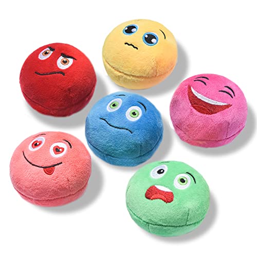 SCHITEC Squeaky Dog Toys, [6 Pack] Soft Stuffed Plush Balls with Squeakers, Interactive Fetch Play for Puppy Small Pets - size: Small 2.6"
