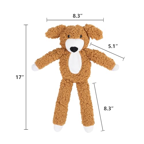 DODODOLA Dog Toys Partial Stuffing Squeaky Teething Chew Toy for Medium Large Dogs - color: Tan Dog