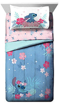 Jay Franco Disney Lilo & Stitch Queen Comforter Set, 7 Piece Bed in a Bag - Reversible with Shams & Sheets - Super Soft Microfiber Kids Bedding, All Season Machine Washable (Official Disney Product) - color: Blue - Lilo & Stitch, size: Queen