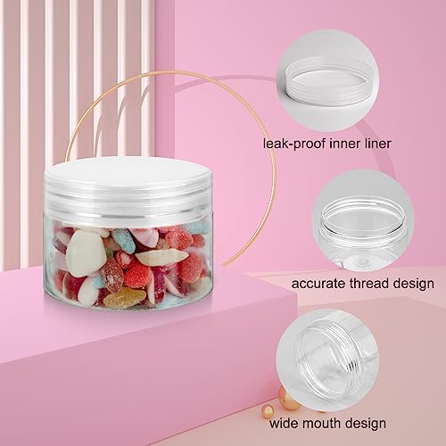 Loretoy 36 Pack 4 OZ Plastic Jars with Lids, BPA Free, Reusable, Refillable Transparent Cosmetic Containers for Bath Salts, Cosmetics, Powders, Beauty Product and Small Accessories - White | Reusable, Refillable Transparent Travel Container for Lotion, Cr