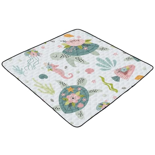 Baby Play Mat Turtle Sea Horse 50 x 50 Playpen Mat Baby Play Mats for Floor Play Gym Crawling Mat Non-Slip Cushioned Baby Playmat for Infants, Babies, Toddlers - color: multi 30