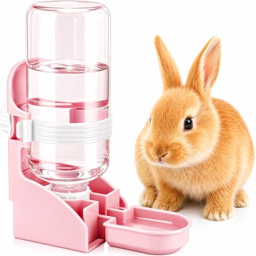 Rypet Rabbit Water Bottle No-Drip, Bunny Guinea Pig Water Dispenser(Pink) | 17 oz 500mL Capacity, Inside&Outside Mount, No Noise, Bunny Chinchilla Guinea Pig Hedgehog Ferret - color: Pink