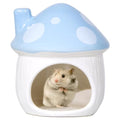 Ceramic Mushroom Hamster Hideout - Hamster Habitat for Hamsters Chinchillas Hedgehogs and Gerbils Mouse Small Pet Guinea Pigs House Hamster Bed (Blue) - color: Blue