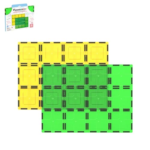 PicassoTiles Kids Toy Magnetic Building Blocks Magnet Tiles Supersized 2pc Large Stabilizer Base Jumbo XL Plate Foundation Education Construction Kit Engineering STEM Children Learning Stacking Set - style: 2 pcs XL Plate