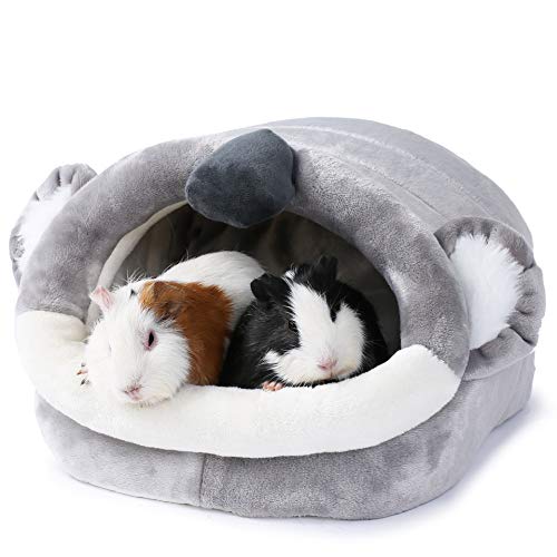 JanYoo Warm Bunny Bed for Rabbits Outdoor Cage Hideout Hut Tent Cave Tunnel Cute House Cotton Washable Winter Gray (XL,Koala) - color: 6-Koala, size: XL