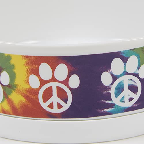 Bone Dry Ceramic Food Bowls, Non-Slip & Dishwasher Safe, Small Set, 4.25x2, Peace Paw, 2 Count - color: Peace Paw, size: Small Set, 4.25x2"