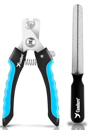 Candure Pet Nail Clippers Professional Nail Trimmer Suitable for Puppy, Cats, Rabbits and Guinea Pigs - Safety Lock/Protective Guard to Avoid Over Cutting (Blue, Small) - color: Bright Blue, size: Medium to Small Pets