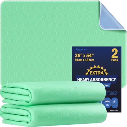 2 Pack 36” x 54” Extra Heavy Absorbency Washable Underpads Bed Pads | WaterProof Nursing Pads Incontinence, Reusable Washable Pee Pads for Dogs, Diaper Changing & Adults, Mattress Protector - size: 2 Pack - 36" x 54"