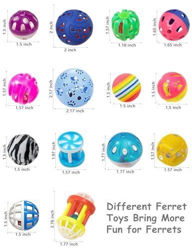 10 Pack Hollow Plastic Play Balls, Assorted Shapes for Ferrets | Multi Style Hollow Plastic Balls, Built In Small Bells, Smooth Pp Plastic Material, Mixed 1.5–2.7 Inch Sizes - size: 1.5'' - 2.7''