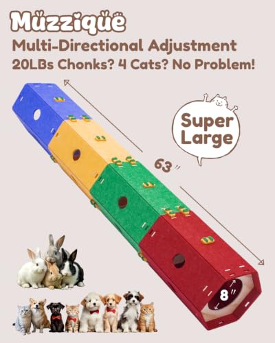 Thickened Felt Cat Tunnel, Connectable Modular Cat Hideaway Bed Rabbit Cave | DIY Toys Sturdy Kitten House, Bunny Hideout Entertainment, Washable Cozy Hole, Crinkly Scratching Cube for Indoor Cats, 1 Set