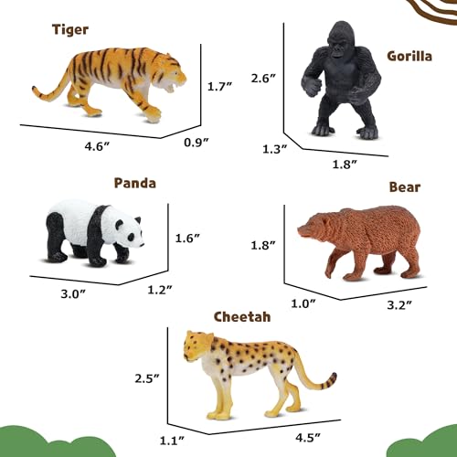 Safari Animal Figurines Set for Kids, 10 Piece Realistic Wild Zoo Animals Collection with Elephant, Lion, Tiger, Giraffe, Educational Toys for Toddlers Boys Girls - style: 10-PC Safari Animal Figures Set