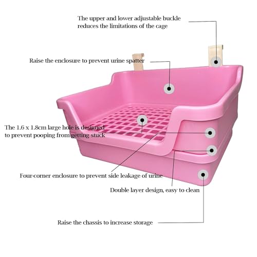 kathson Extra Large Rabbit Litter Box Trainer Rabbit Toilet Small Animal Potty Bunny Litter Pan Box for Adult Guinea Pig Rats Chinchilla Ferret Galesaur (Pink) - color: Pink