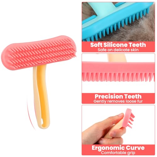 2Pcs Rabbit Brush, Silicone Rabbit Grooming Brush Small Pets Brushes | for Kittens Puppy Rabbits Guinea Pigs, Shedding Bath & Massage Comb