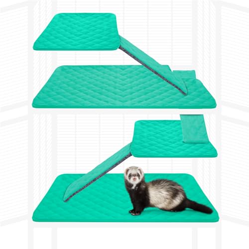 Paw Inspired Fitted Fleece Liner Set for Critter Nation 2-Story Cage, Green | Double Unit Combo Pack for Ferret Nation/Critter Nation Cage, For Ferrets, Rats, Chinchillas, Hedgehogs, Small Animals, Pets - color: Green, size: Double Unit Combo