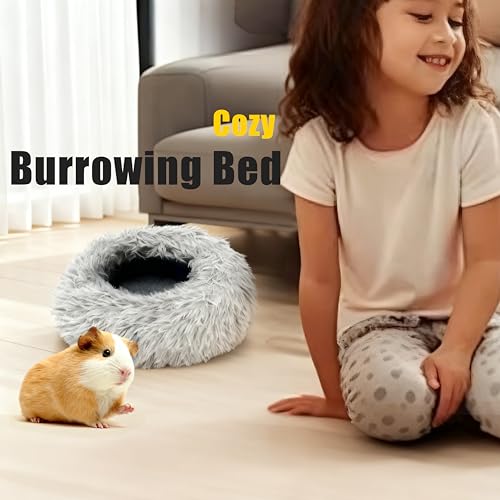 2-Pack Guinea Pig Backpack and Burrowing Bed, Portable Small Animal Cage with Bubble Clear Window, Plush and Fluffy Hideaway Pet Bed for Piggies, Hamster - color: Black