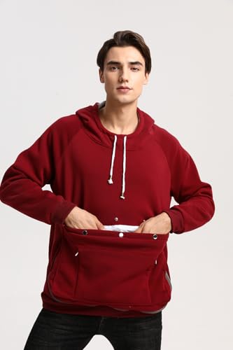 Pet Cat Dog Pouch Hoodie Small Animal Carrier – Kitten Puppy Pouch Sweatshirt Holder Fleece Unisex Hoodies Burgundy - color: Burgundy, size: Small