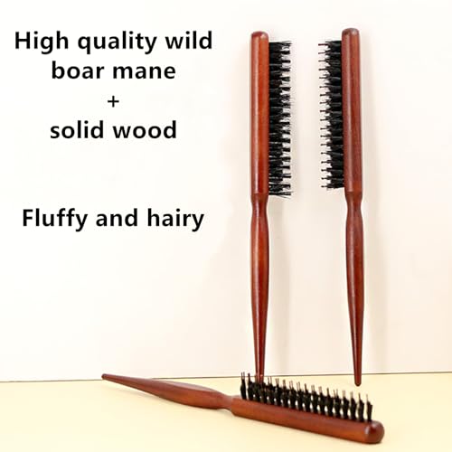 Boar Bristle Teasing Brush, 2 Packs Teasing Brush with Rat Tail Handle Hair Teasing Comb for Fine Hair, Ratting Hair Brush Curl Training Teasing Hair Brush for Smoothing Thin Thick Hair