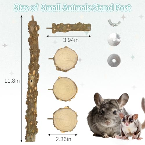 BNOSDM 4-Tier Chinchilla Climbing Toys, Chinchilla Ledges & Platforms with Side Perch, Natural Prickly Ash Wood Paw Grinding Stand for Cage, Ideal for Sugar Glider, Squirrel, Rat, Gerbil - color: Prickly Ash Wood - Climbing Platform
