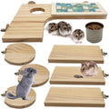 Wooden Hamster Cage Platform Set 9 Pack Wood Juvenile Chinchilla Shelves, Squirrel L-Shape Corner Ledge with Hole Cooling Standing Board, Rat Cage Accessories for Gerbil Small Animal Climbing - size: 9PCS