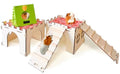 2PCS Guinea Pig Hideout,Large Wooden Guinea Pigs House with Stairs and Mats,Detachable Guinea Pig Castle Hide for Small Animals Hamster Chinchilla Ferret Habitats Accessories - size: 2 Houses