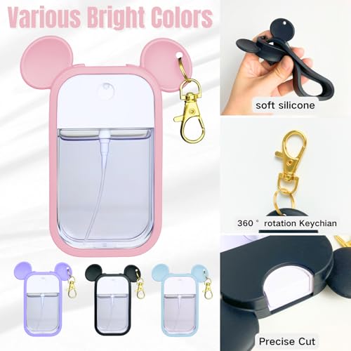 Mouse Design Silicone Case Compatible with Touchland Hand Sanitizer Spray 1 fl oz, Silicone Protective Case Holder with Keychain for Power Mist and Glow Mist, Pink - color: Pink